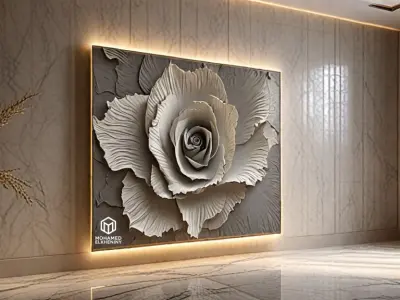 modern panel wall decor set wall relief mural CNC 114 3D model