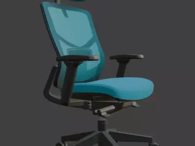 Modern Blue Leather Executive Office Chair High Detail 3D Model 3D model
