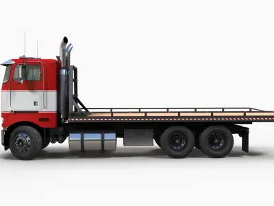 Peterbilt 362 flatbed truck Low-poly 3D model