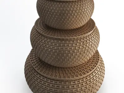 Rattan Braided Baskets 3D model