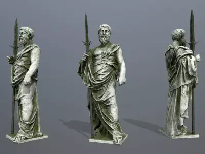 Man Statue Low-poly 3D model