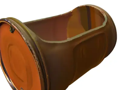 Rusted Cut Metal Barrel Planter Low-poly 3D model