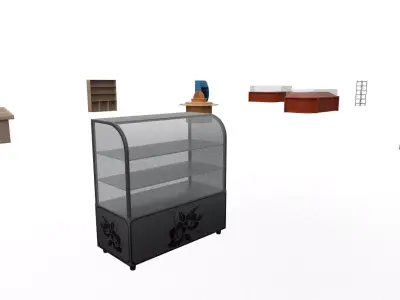 Low Poly Modular Shelf Display Prop Kit Store Warehouse Low-poly 3D model