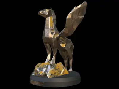 Steampunk Pegasus Rock Low-poly 3D model