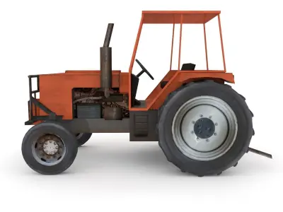 Old Farm Tractor Low-poly 3D model