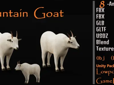 Mountain Goat Low-poly 3D model