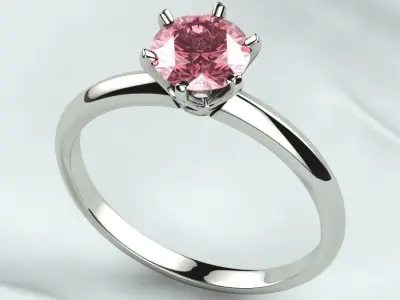 6mm Gemstone Tiffanys Style Gold Ring 3D print model