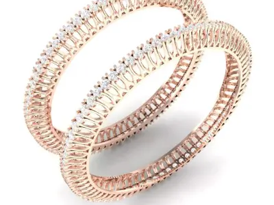 Ethereal Diamond Feather BANGLE 3D print model