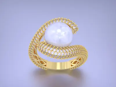 Pearl jewelry ring 3D print model