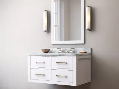 Hutton single floating vanity white  3D model