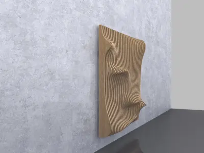 Parametric Wavy Wooden Panels 08 3D model