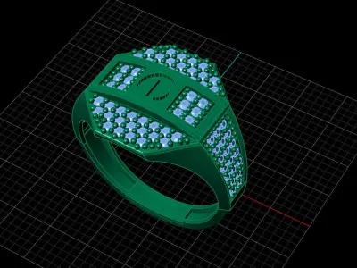 Print Ready STL 3DM  Gents Rings Diamond Men Ring  3D print model 212