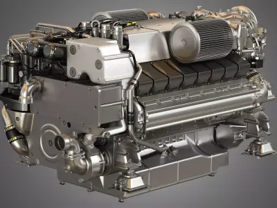  V16 2000 Engine - Yacht Turbo Engine 3D model