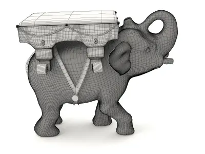 Elephant Stool Malachite mahogany gold 3D model