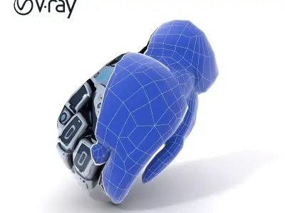 Futuristic Cyber Glove Model Pack Low-poly 3D model