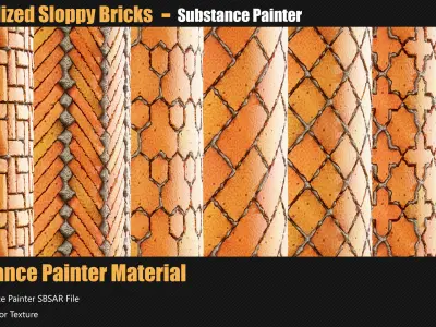 20 Stylized Sloppy Bricks Materials Substance Painter Texture