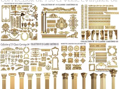 Collection of 170 Classic Carvings 06 Low-poly 3D model