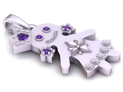 Golden Doll Pendant 3D Printable Model 3D print model