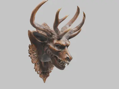 Demon Head Antlers - Horror 3D Model Low-poly 3D model