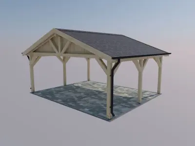 wooden carport 3D model