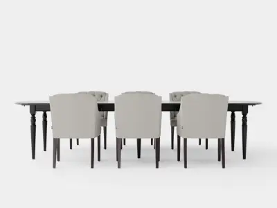 Osterville black with Delano chair sand Dining Set Low-poly 3D model