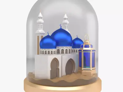 Mosque With Lantern in Desert Sphere 3D model