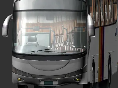 Japanese Travel Bus with textured FBX and unity package 3D model