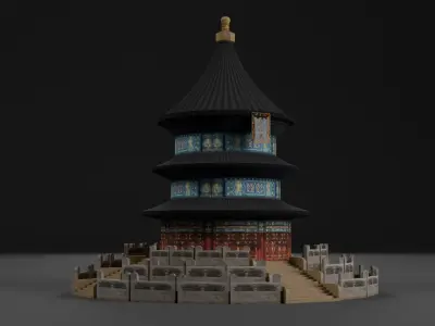 Low Poly China The Temple of Heaven Low-poly 3D model