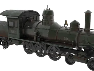 Steam Train Low-poly 3D model