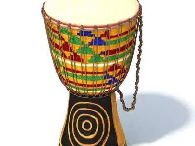 African Tribal Drum 3D model