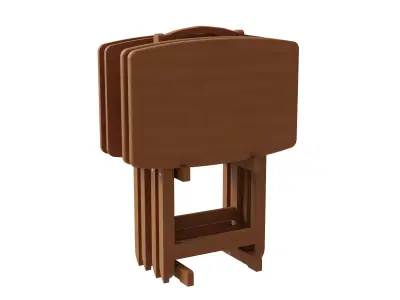 Set Of 4 Small Foldable Wooden Tables 3D model