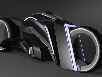 TESLATRON futuristic motorcycle design Low-poly 3D model