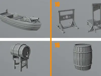 TREASURE ISLAND - Pirate architecture 3D Model Collection