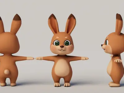Rigged Cartoon Rabbit 3D model