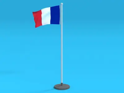 Low Poly Seamless Animated France Flag Low-poly 3D model