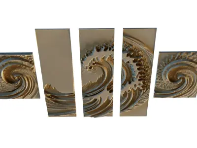 mural decor set wall panel 32 3D model
