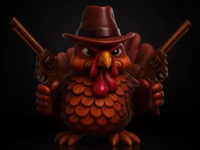 Wild West Turkey 3D Model  Funny Cowboy Turkey Figurine 3D print model