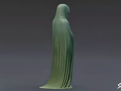Ghost Statue Standing Hands Folded Low-poly 3D model