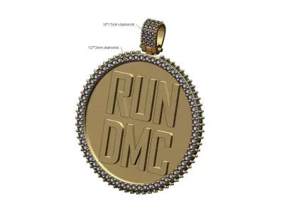 RUN DMC Iced Diamond pendant with bail 3D print model