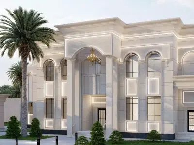 villa neoclassical   Low-poly 3D model