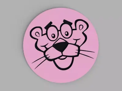 The Pink Panther Head Logo Coaster Free 3D print model