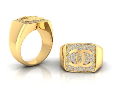 DIAMOND SIGNET RING 3D print model