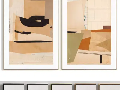 Plaster Two Photo Frame 424 Low-poly 3D model