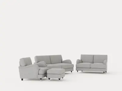 Howard Classic Sofa Group 3 Seater 2 Seater Armchair Footstool Low-poly 3D model