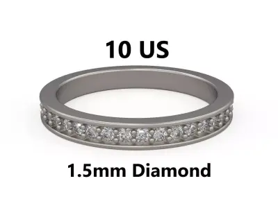 Model 1232 Eternity Band Ring 10 US Size 1point5mm Diamond 3D print model
