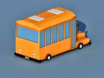 Cartoon School Bus Low-poly 3D model