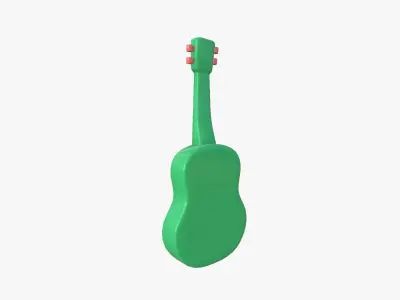Cartoon Mexican Guitar A09 Green - Music Instrument Design Low-poly 3D model