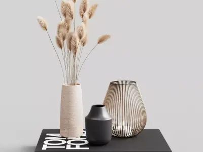 Decorative set with dried flowers 3D model buy