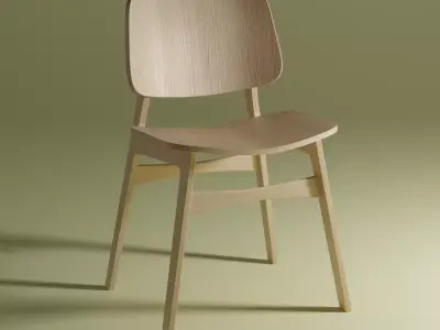 Modern Wooden Seamless Chair -  Designer Chair 001 3D model