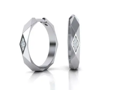 Facet Hoop earrings unique design 3dmodel 3D print model